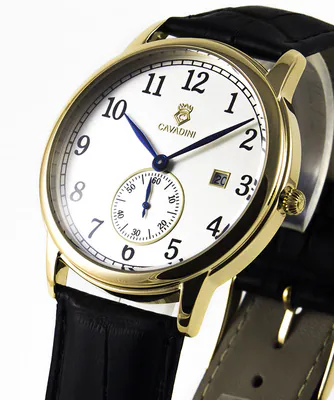 Nostalgische Herrenuhr CAVADINI Edelstahl Kleine Sekunde Gold-arabisch CV-4304 – gebraucht, wie neu – Uhren & Schmuck…