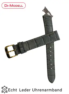 16 mm Echtes Leder Uhrenarmband, Di Modell kroko Prägung, Grau – neu – Uhren & Schmuck – Foto 1 von 3