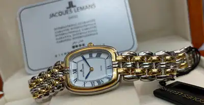 Edle Damenuhr JACQUES LEMANS Swiss made 10 micron gold plattiert Bi-Color JL-788 – gebraucht, wie neu – Uhren & Schmuck…