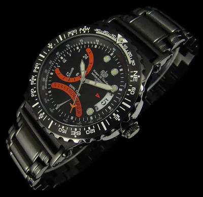 Dual Time Herrenuhr Edelstahl schwarz plattiert Morgan & Headley MH-520 – gebraucht, wie neu – Uhren & Schmuck – Foto 1 von 2