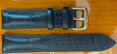 20 mm Tissot Uhrenarmband Leder dunkelbraun Krokoprägung Schließe vergoldet – neu – Uhren & Schmuck – Foto 1 von 2