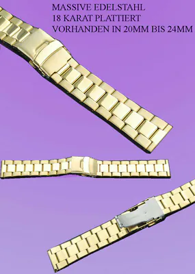 16-30 mm IPG-VERGOLD.MASSIVES -EDELSTAHL UHREN ARMBAND HOCHWERTIGE Gerade Anstoß – neu – Uhren & Schmuck