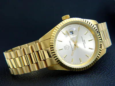 CAVADINI Leonardo Herrenuhr massiv Edelstahl IPG-vergoldet CV-332J Lupe & Datum – gebraucht, wie neu – Uhren & Schmuck…