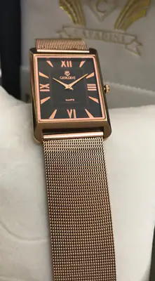 Herrenuhr Flach Rechteck Cavadini Edelstahl Rosé Milanaise CV-12K100 – gebraucht, wie neu – Uhren & Schmuck – überwiegend…