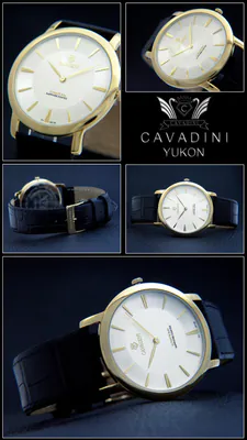 Klassische Momente Herrenuhr CAVADINI Nostalgie Edelstahl vergoldet flach – gebraucht, wie neu – Uhren & Schmuck