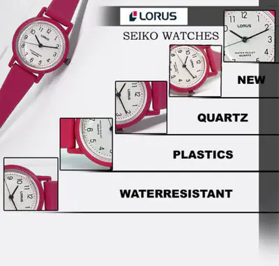 LORUS Kinderuhr mit Zahlen PINK zum Lernen der Uhrzeit, Schulanfang,für Mädchen – gebraucht, wie neu – Uhren & Schmuck