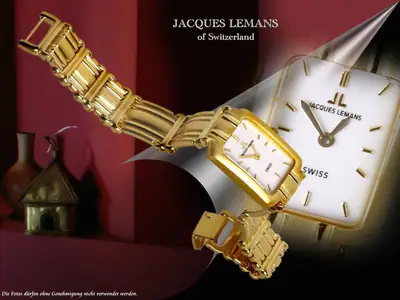 Damenuhr JACQUES LEMANS Swiss made 10 Micron vergoldet JL-830 rechteckig – gebraucht, wie neu – Uhren & Schmuck