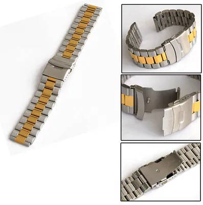 22 mm Ansatz - 24 mm Uhrenarmband Bandbreite Edelstahl Faltschließe bicolor – neu – Uhren & Schmuck – überwiegend weiß