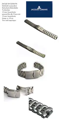 Jacques Lemans Uhrenarmband Edelstahl Spezialansatz mattiert – gebraucht, wie neu – Uhren & Schmuck – überwiegend weiß