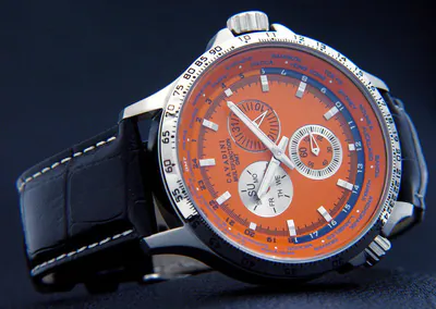 CAVADINI Herrenuhr Kalenderuhr CV-1605 Edelstahl drehbarer GMT-Innenring orange – gebraucht, wie neu – Uhren & Schmuck…