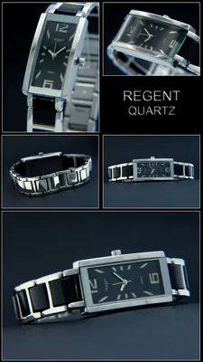 Elegant Sportlich Regent Damenuhr Edelstahl Keramik-Look Schwarz modisch – gebraucht, wie neu – Uhren & Schmuck