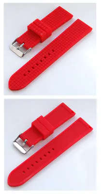22 mm Silikon Uhrenarmband sportlich Top Qualität in Rot mit Stahlschließe – neu – Uhren & Schmuck