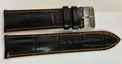 22 mm MIDO Uhrenarmband Echt Leder Krokoprägung schwarz mit Oranger Naht – neu – Uhren & Schmuck – Foto 1 von 2