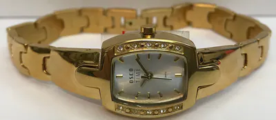 Elegante kleine Damenuhr OSCO Edelstahl vergoldet mit Zirkonia Steinen 19mm 4351 – gebraucht, wie neu – Uhren & Schmuck…