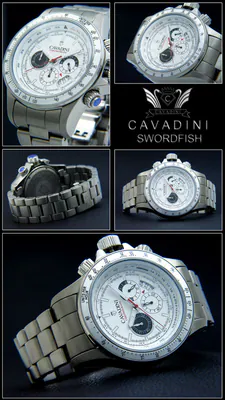 CAVADINI Chronograph massiv Titan Herrenuhr Sport Hingucker CV-1260 weiß 50mm – gebraucht, wie neu – Uhren & Schmuck
