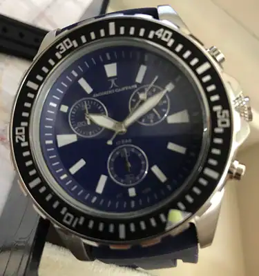 Jacques Cantani Sailor Chronograph Edelstahl Silikonband blau 10 bar JC-688 – gebraucht, wie neu – Uhren & Schmuck – Foto 1…