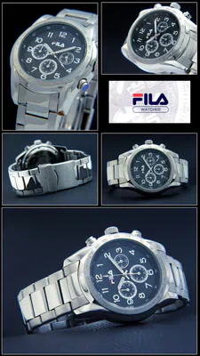 FILA Herrenuhr Chronograph Edelstahl schwarzes Zifferblatt arabisch FA4123-12 – gebraucht, wie neu – Uhren & Schmuck