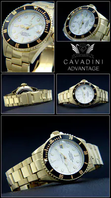 Advantage CAVADINI Taucher Automatikuhr Herren 20 Bar Edelstahl vergoldet CV-463 – neu – Uhren & Schmuck