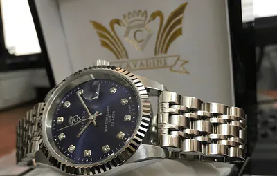 Cavadini Herrenuhr LEONARDO massiv Edelstahl marineblau Zirkonia Schraubkrone – gebraucht, wie neu – Uhren & Schmuck – Foto…
