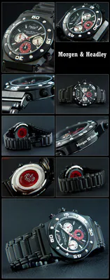 Herrenuhr Chronograph Edelstahl komplett schwarz Morgan & Headley – gebraucht, wie neu – Uhren & Schmuck