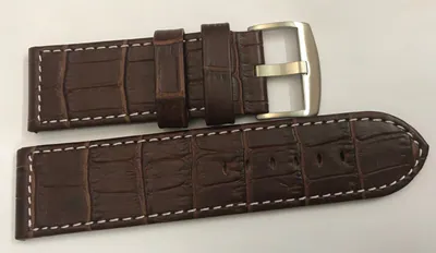 26mm Uhrenarmband Echt Leder braun Krokooptik Qualität Stahlschließe weiße Naht – neu – Uhren & Schmuck – Foto 1 von 2