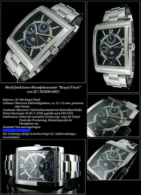 Jacques Cantani Herrenuhr Royal Flush Kalender Mondphase Edelstahl JC-966 – gebraucht, wie neu – Uhren & Schmuck…