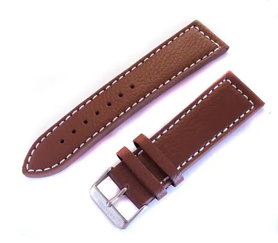 24mm Uhrenarmband Cavadini Echt Leder, genarbt, braun mit heller Naht – neu – Uhren & Schmuck – Foto 1 von 2