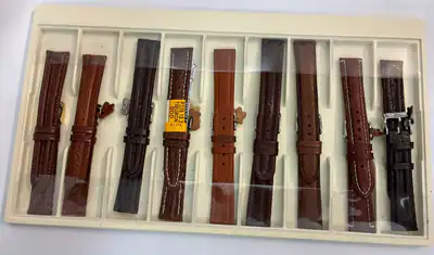 Konvolut 9 Stück Leder Qualität Uhrenarmbänder braune Farben Grösse 18mm – gebraucht, wie neu – Uhren & Schmuck – Foto 1…