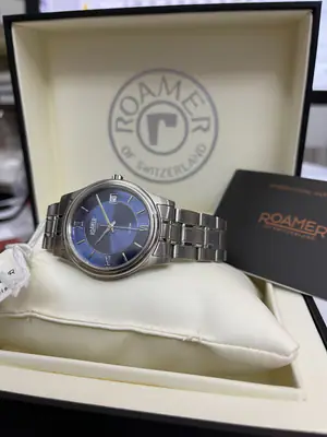ROAMER Herrenuhr Super Jubilee Edelstahl 506933 Saphirglas Swiss made blau – gebraucht, wie neu – Uhren & Schmuck – Foto 1…
