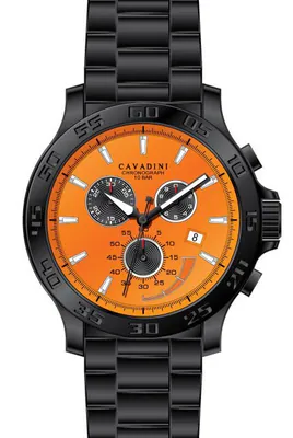 Cavadini orange Fliegeruhr Herrenuhr Chronograph CV-3962 mit Silikon-Armband – gebraucht, wie neu – Uhren & Schmuck – Foto…
