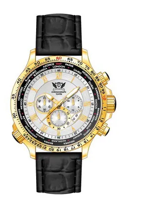 Chronograph CAVADINI Herrenuhr drehbarer GMT-Innenring CV-1606 Edelstahl – gebraucht, wie neu – Uhren & Schmuck…