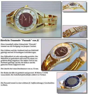 Jacques Cantani Damenuhr PASSADE JC780 Edelstahl vergoldet Zifferblatt Perlmutt – gebraucht, wie neu – Uhren & Schmuck