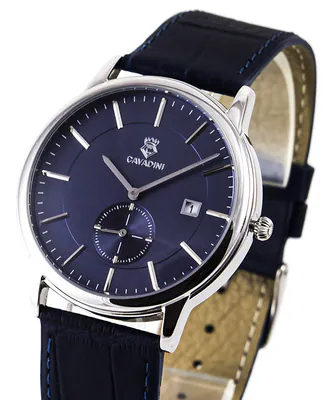 CAVADINI Herrenuhr Edelstahl 42 mm kleine Sekunde Stahl-blau CV-4304 klassisch – gebraucht, wie neu – Uhren & Schmuck…