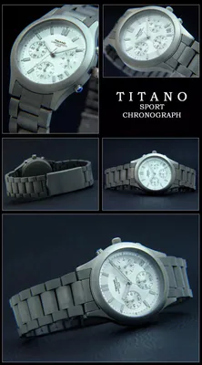 Titan Damenuhr Chronograph Flieger Titano 36mm 5 Bar Zifferblatt silber – gebraucht, wie neu – Uhren & Schmuck