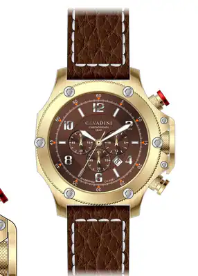 Chronograph CAVADINI Herrenuhr Jumbo Edelstahl gold plattiert CV-1081 55mm braun – gebraucht, wie neu – Uhren & Schmuck…