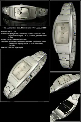Komplet Aluminium OSCO Designer Damen Uhr Oval Form sehr Leicht neu – gebraucht, wie neu – Uhren & Schmuck – überwiegend…