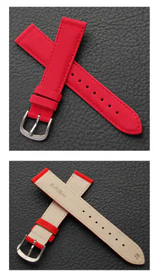 18 mm ROTES LEDER UHREN ARMBAND NOBUCK ECHTES LEDER TITAN SCHLIESSE NEU – neu – Uhren & Schmuck