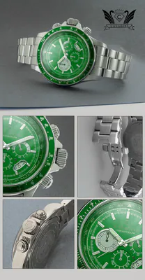 Cavadini Chronograph Sport Herrenuhr grün massiv Edelstahl 300gramm 50mm CV-1261 – gebraucht, wie neu – Uhren & Schmuck