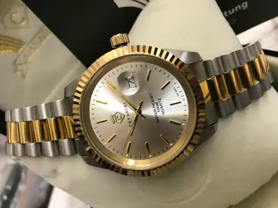 LEONARDO CAVADINI Herrenuhr massiv Edelstahl bi-color Zifferblatt silber CV-332J – gebraucht, wie neu – Uhren & Schmuck…