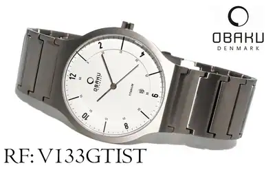 OBAKU Denmark Herrenuhr V133GTIST Titan 38 mm – gebraucht, wie neu – Uhren & Schmuck – überwiegend weiß – Foto 1 von 5