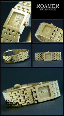 ROAMER Damenuhr Dreamline Swiss Made Edelstahl Vergoldet 620.953 rechteckig – gebraucht, wie neu – Uhren & Schmuck