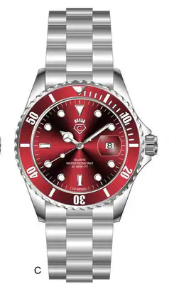 CAVADINI Herrenuhr Taucher Style massiv Edelstahl Quarz 3 Bar 40mm rot CV-463J – gebraucht, wie neu – Uhren & Schmuck…