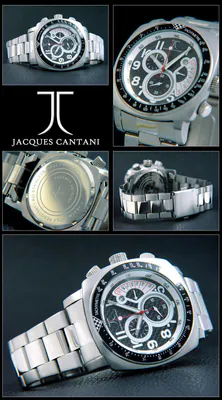 Retrograde Day Herrenuhr Chronograph Jacques Cantani schwarz weiss JC-1030 – gebraucht, wie neu – Uhren & Schmuck
