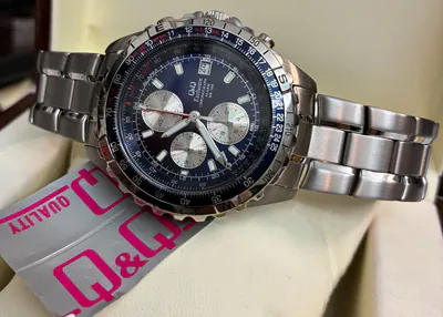 Herrenuhr Superior Alarm-Chronograph Q&Q T028J242 Edelstahl Tachymeter Rarität – gebraucht, wie neu – Uhren & Schmuck…