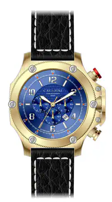 Chronograph CAVADINI Herrenuhr Jumbo Edelstahl gold plattiert CV-1081 55mm blau – gebraucht, wie neu – Uhren & Schmuck…
