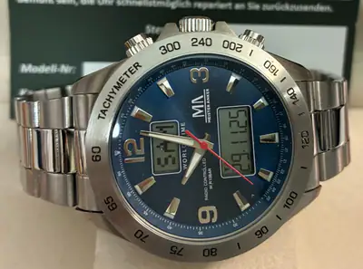 Modern Funkuhr HerrenuhrMaster Time Edelstahl Flieger World Time Blau – neu – Uhren & Schmuck – Foto 1 von 5