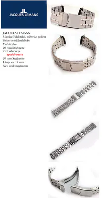 20mm konvexer Ansatz Uhrenarmband Edelstahl von Jacques Lemans – gebraucht, wie neu – Uhren & Schmuck – überwiegend weiß