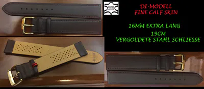 16mm DI-MODELL ECHTES-LEDER UHRENARMBAND NAPPA GUTE QUALITÄT NEU – neu – Uhren & Schmuck – überwiegend schwarz
