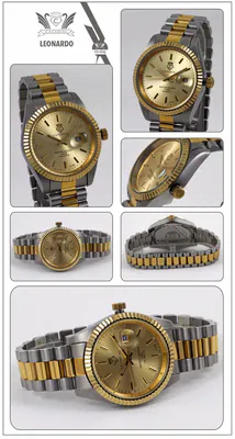 LEONARDO CAVADINI Herrenuhr massiv Edelstahl bicolor Lupe Schraubkrone CV-332J – gebraucht, wie neu – Uhren & Schmuck…