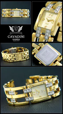 Damenuhr Cavadini CV-4777 Schmuckuhr Vergoldet mit Zirkonia – gebraucht, wie neu – Uhren & Schmuck